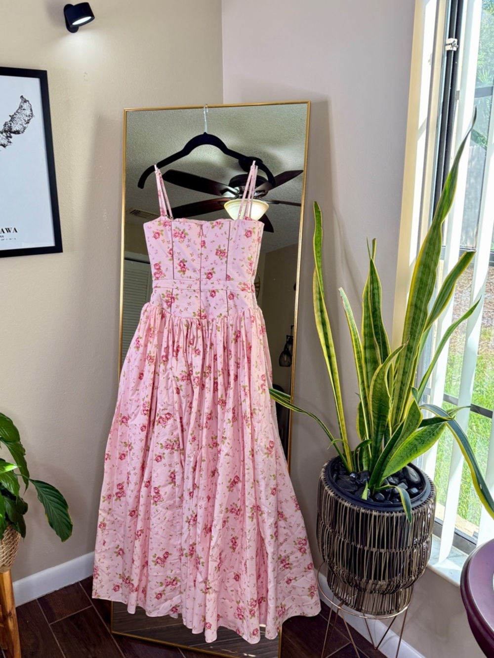 House of CB YSABELLA Pink Vintage Rose Print Cotton Midi Sundress NWOT - Picture 5 of 5
